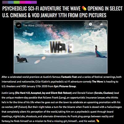 PSYCHEDELIC SCI-FI ADVENTURE THE WAVE ðŸ’Š OPENING IN SELECT U.S. CINEMAS & VOD JANUARY 17TH FROM EPIC PICTURES