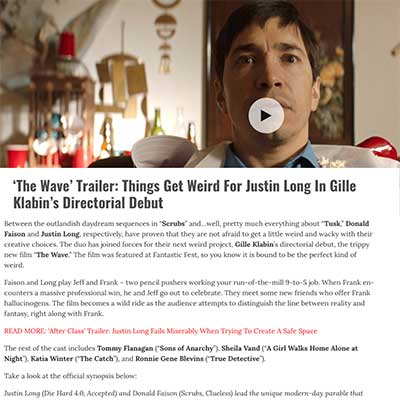 ‘The Wave’ Trailer: Things Get Weird For Justin Long In Gille Klabin’s Directorial Debut