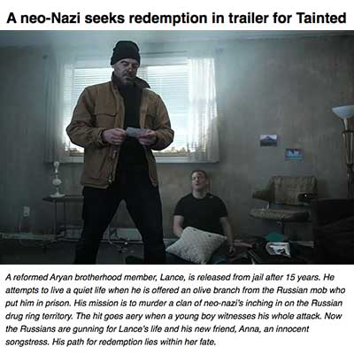 A neo-Nazi seeks redemption in trailer for Tainted