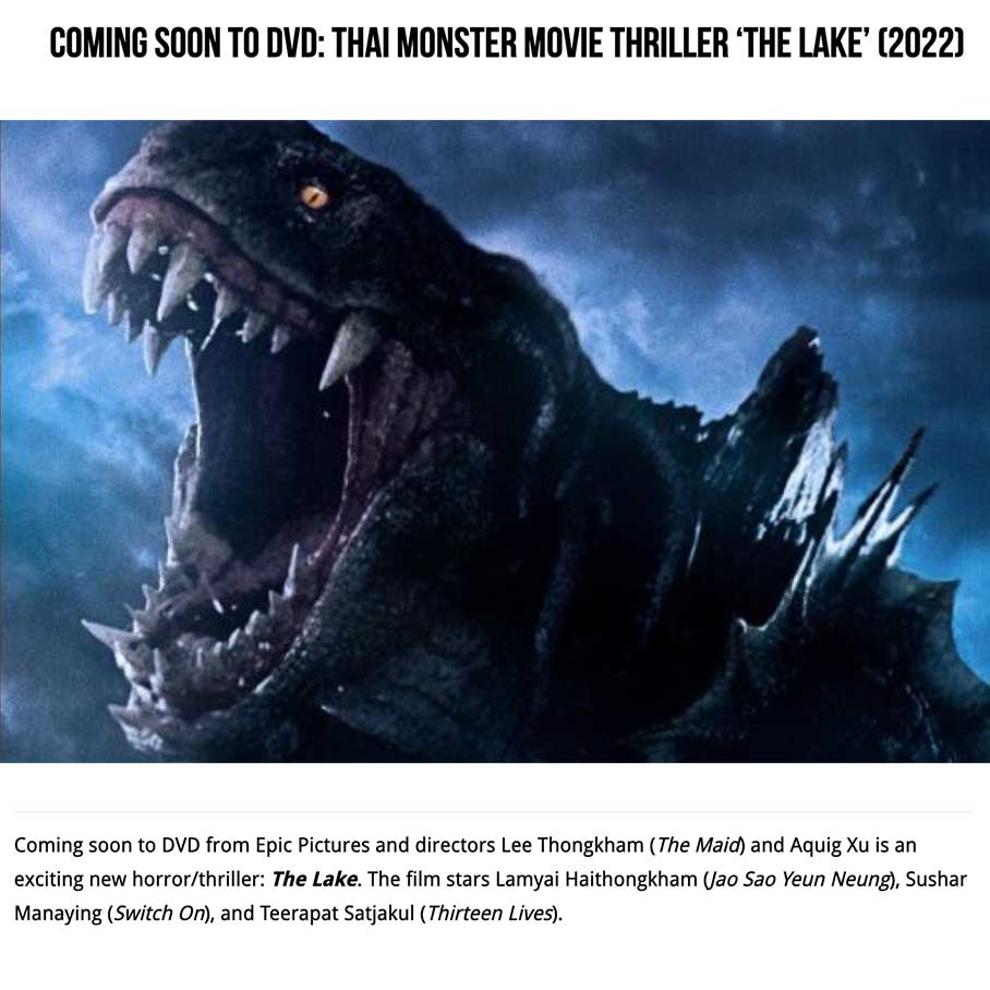 Coming Soon to DVD: Thai Monster Movie Thriller ‘THE LAKE’ (2022)
