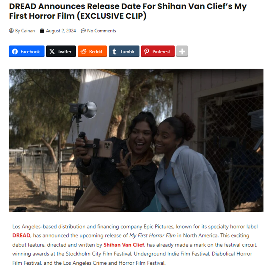 DREAD Announces Release Date For Shihan Van Clief’s My First Horror Film (EXCLUSIVE CLIP)