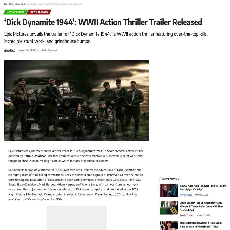 ‘Dick Dynamite 1944’: WWII Action Thriller Trailer Released