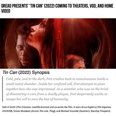 Dread Presents’ ‘TIN CAN’ (2022) Coming To Theaters, VOD, and Home Video