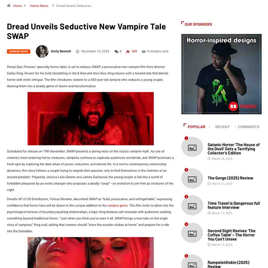 Dread Unveils Seductive New Vampire Tale SWAP