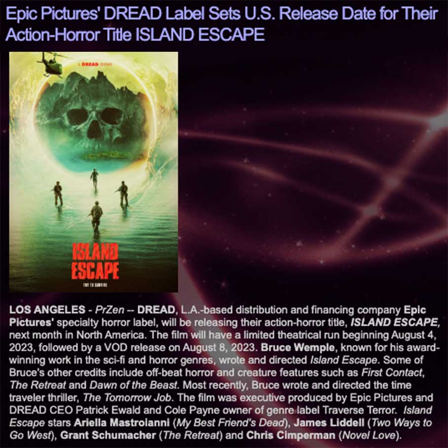 Epic Pictures' DREAD Label Sets U.S. Release Date for Their Action-Horror Title ISLAND ESCAPE