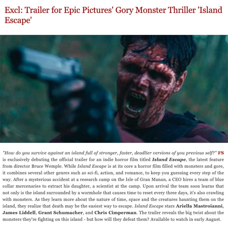 Excl: Trailer for Epic Pictures' Gory Monster Thriller 'Island Escape'