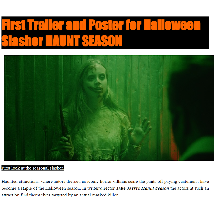 First Trailer and Poster for Halloween Slasher HAUNT SEASON