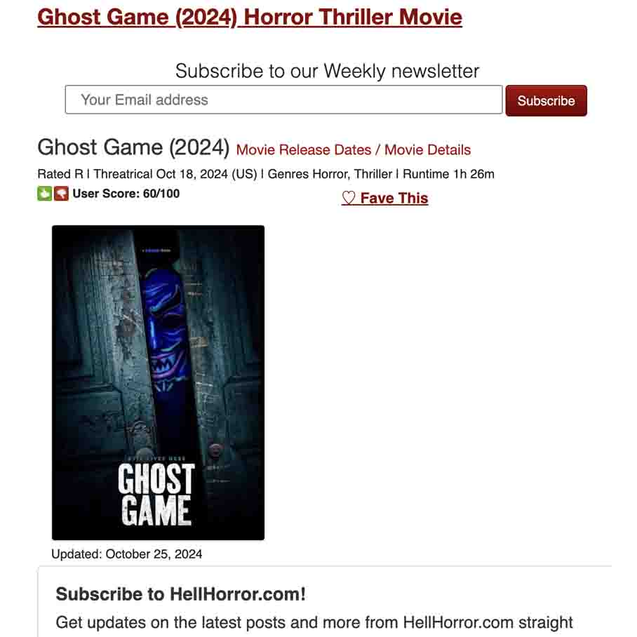 Ghost Game (2024) New Horror, Thriller Movie