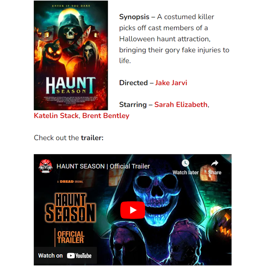 ‘Haunt Season’ Trailer Sees a Masked Maniac Out on a Rampage!! Check It Out!!