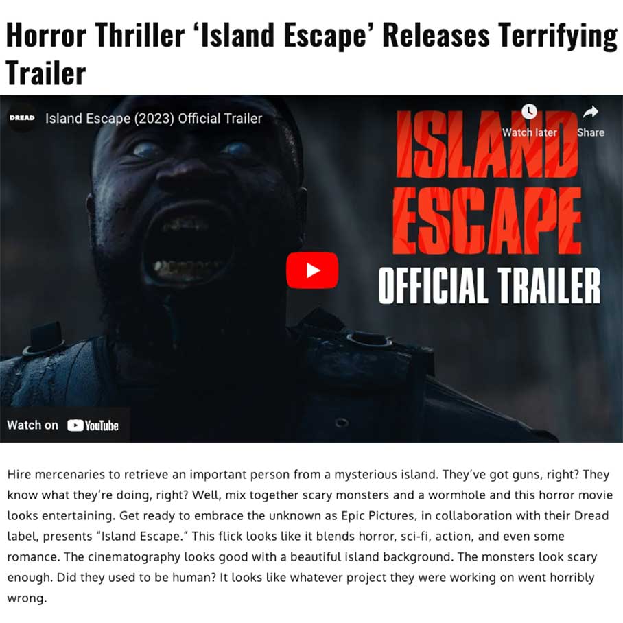 Horror Thriller ‘Island Escape’ Releases Terrifying Trailer