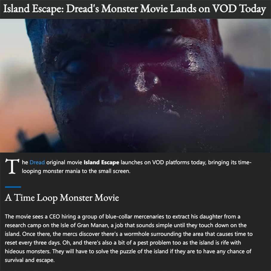 Island Escape: Dread's Monster Movie Lands on VOD Today