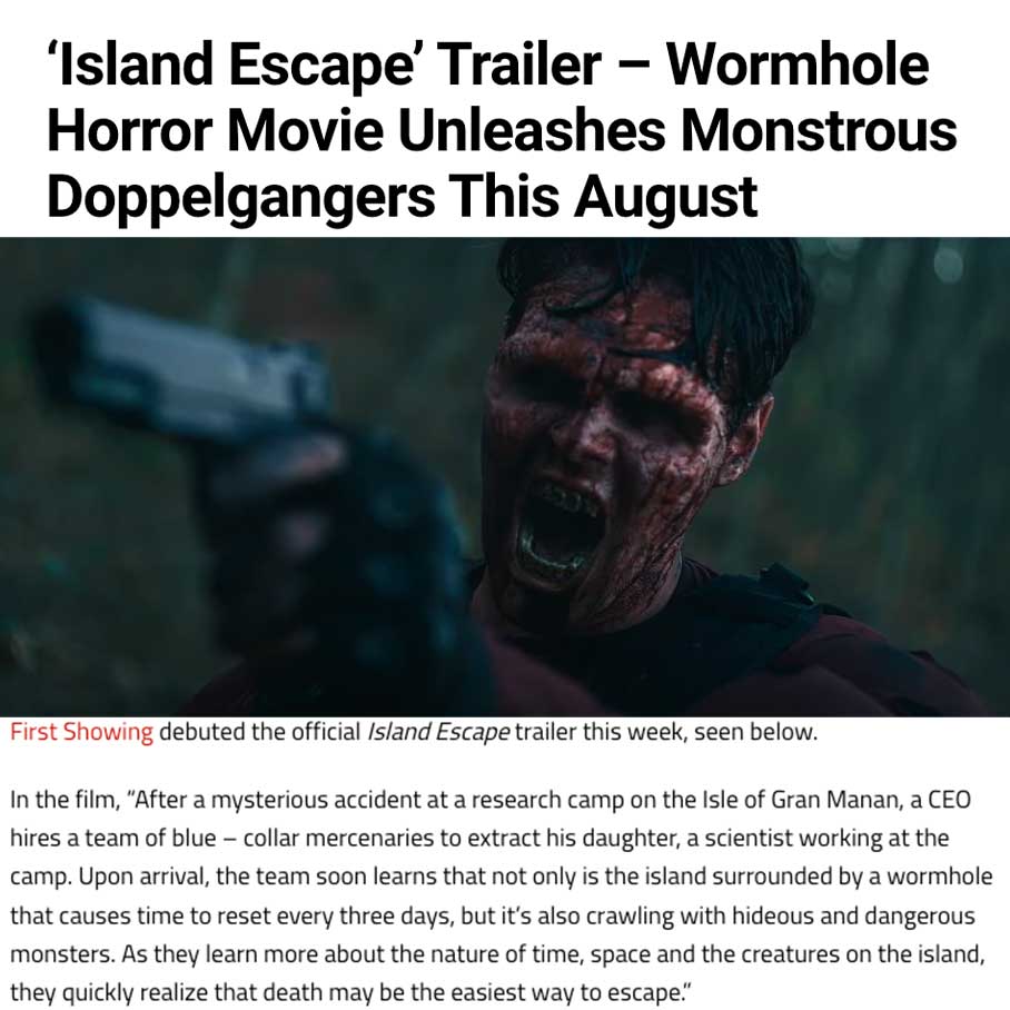 ‘Island Escape’ Trailer – Wormhole Horror Movie Unleashes Monstrous Doppelgangers This August