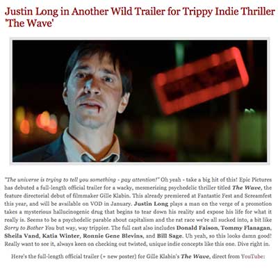 Justin Long in Another Wild Trailer for Trippy Indie Thriller 'The Wave'