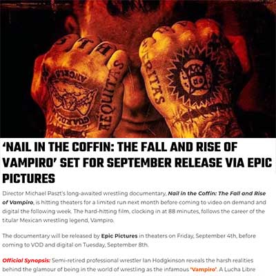 Nail In The Coffin: The Fall and Rise of Vampiro set for September release via Epic Pictures