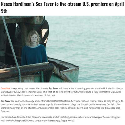 Neasa Hardiman’s Sea Fever to live-stream U.S. premiere on April 9th