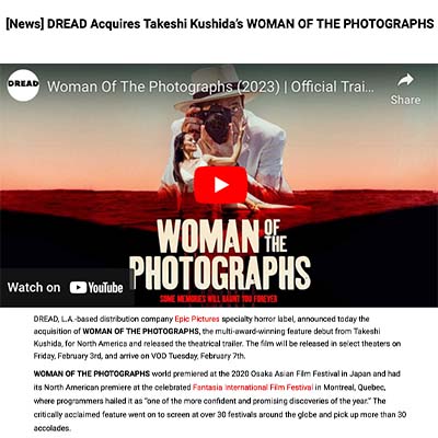 [News] DREAD Acquires Takeshi Kushida’s WOMAN OF THE PHOTOGRAPHS