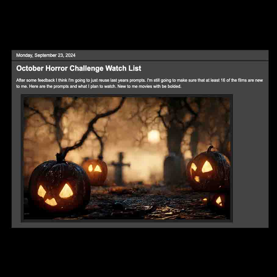 October Horror Challenge Watch List