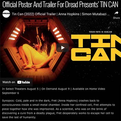 Official Poster And Trailer For Dread Presents’ TIN CAN