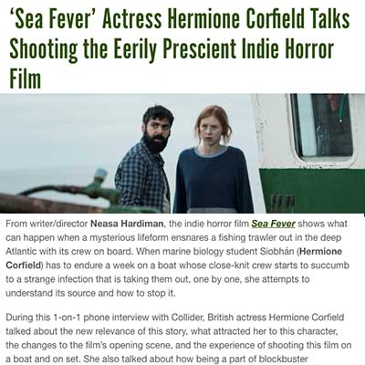 ‘Sea Fever’ Actress Hermione Corfield Talks Shooting the Eerily Prescient Indie Horror Film