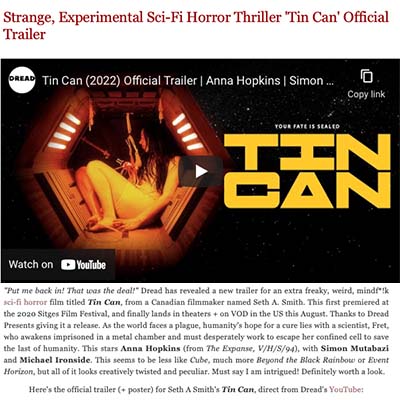 Strange, Experimental Sci-Fi Horror Thriller 'Tin Can' Official Trailer