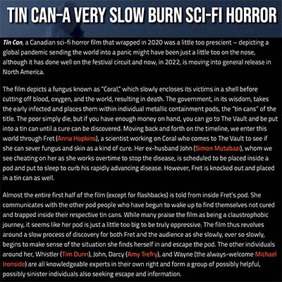 TIN CAN–A VERY Slow Burn Sci-Fi Horror