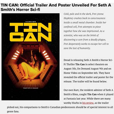 TIN CAN: Official Trailer And Poster Unveiled For Seth A Smith's Horror Sci-fi