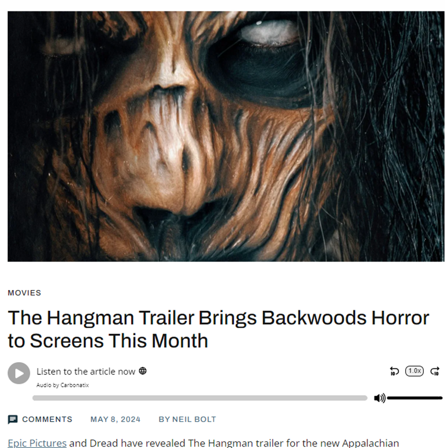 The Hangman Trailer Brings Backwoods Horror to Screens This Month