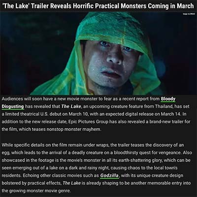 'The Lake' Trailer Reveals Horrific Practical Monsters Coming in March