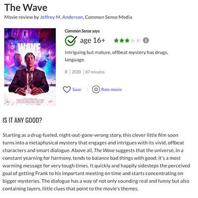 The Wave Movie review by Jeffrey M. Anderson, Common Sense Media