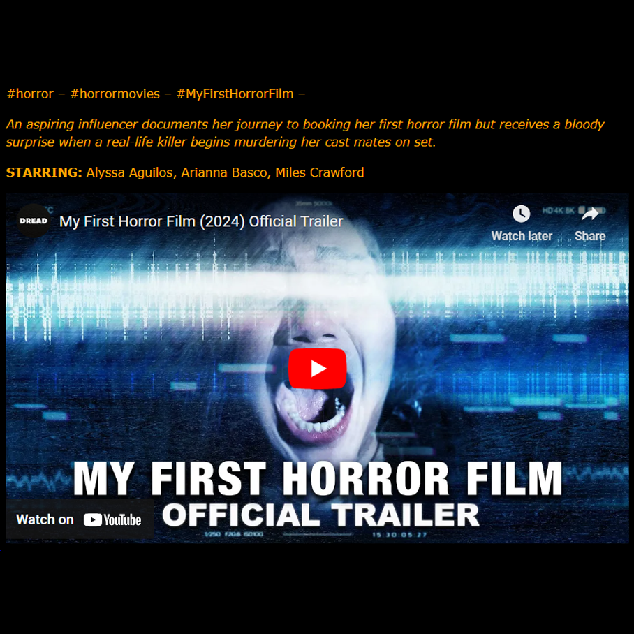 Tuesday, August 13, 2024: My First Horror Film Premieres Today on VOD