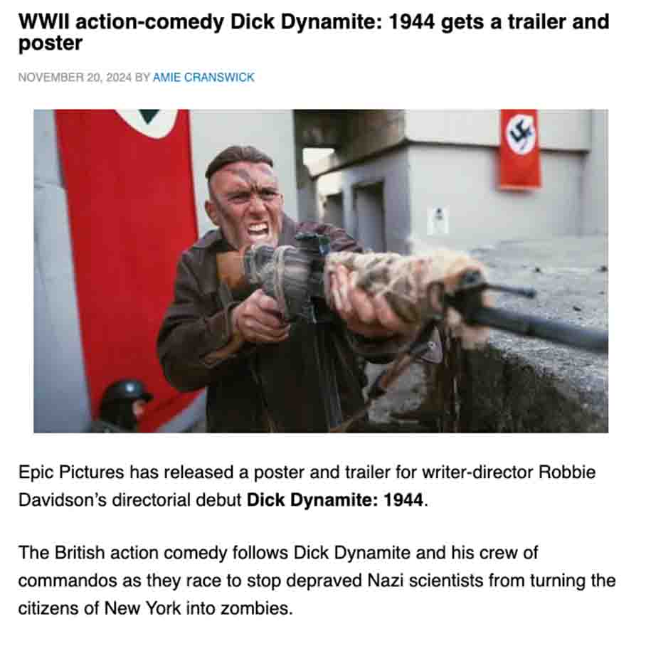 WWII action-comedy Dick Dynamite: 1944 gets a trailer and poster