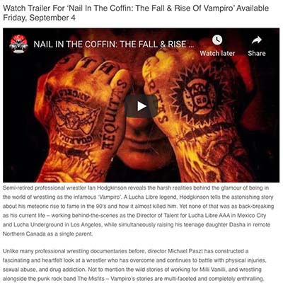 Watch Trailer For ‘Nail In The Coffin: The Fall & Rise Of Vampiro’ Available Friday, September 4