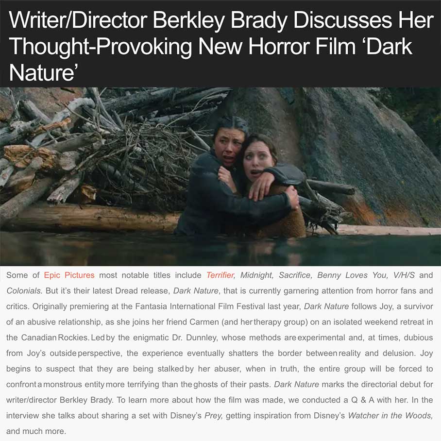 Writer/Director Berkley Brady Discusses Her Thought-Provoking New Horror Film ‘Dark Nature’